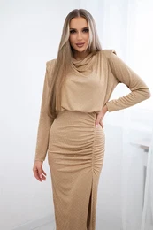 Kesi Woski Dress with side gathering camel