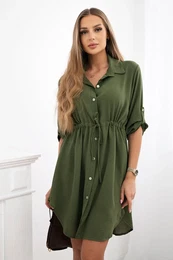 Kesi Woski Dress with button closure and tie at the waist khaki