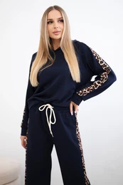 Kesi Woski Viscose set with leopard stripes navy blue