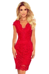 Lace dress with short sleeves and neckline