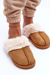 PS1 Women's Slippers With Fur Camel Pinky