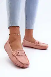 marka niezdefiniowana Women's Fashionable Suede Moccasins Light Pink Rabell