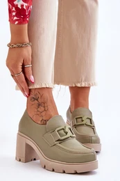 LEMAR Elegant shoes on a pillar With Silver Ornament Green Harmell