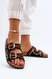 FS1 Women's Sandals with Cork Sole Black Fannea