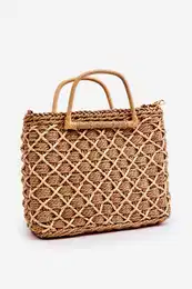 marka niezdefiniowana Braided Rigid Messenger Bag Brown