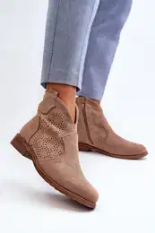 Women's Cutout Ankle Boots in Beige S.Barski