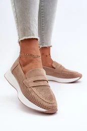 FS1 Women's Platform Moccasins in Beige Eco Suede Inesqua