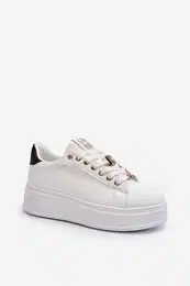 FB3 Women's platform sneakers with white embellishments Herbisa