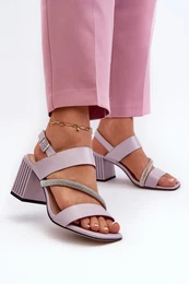 Women's Elegant Sandals with Stiletto Heel Purple D&A