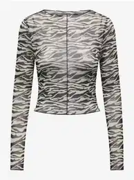 Cream-Black Women's Patterned Top Llamas - Women
