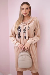 Kesi Woski Velour dress with hood beige