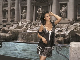 Fortunata 1678 T-shirt + thong for FREE! Pearl Black