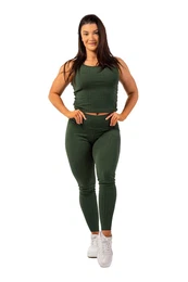 Women's leggings Organic Cotton Ribbed High Waist Leggings 405 dark green M