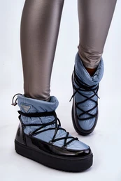 PM1 Women's Fashionable Lace-up Snow Boots Blue Carrios