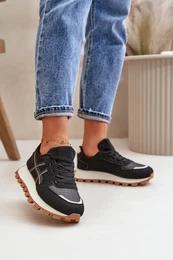 FG2 Sneakers Sports Shoes Women's Laced On Platform Black Mialunae
