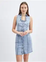 Light blue women's denim dress - Women's