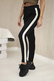 Cotton trousers with a gold stripe black