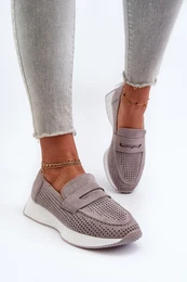 FS1 Women's Platform Loafers in Grey Eco-Suede Inesqua