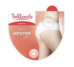 FANCY COTTON HIPSTER - Women's Hipster Panties with Lace Hem - White