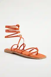 Orange Lacing Detailed Flip Flops Women's Sandals