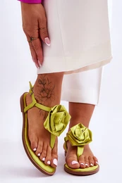 FS1 Women's Flip Flops With Fabric Rose Lime Carisma