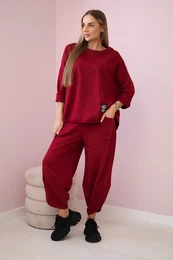 Kesi Woski Cotton sweatshirt pants set burgundy
