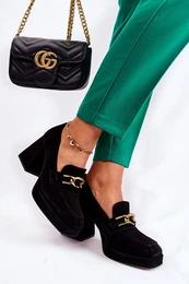 Suede Pumps With A Decorative Chain 2444 Black