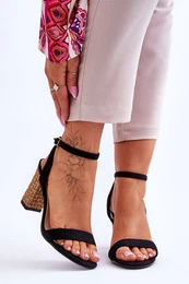 FE1 Suede Sandals On A Braided Heel Black Selila