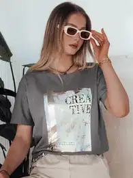 T-shirt damski CREATIVE brzowy