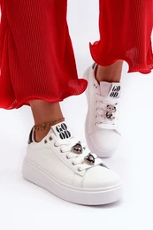 FB3 Women's platform sneakers with white embellishments Herbisa