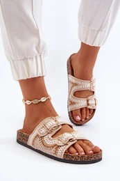 FS1 Suede Slippers On The Cork Sole Beige Jennifer