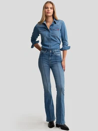 Woman's Flare Trousers Denim 190062 464 Denim