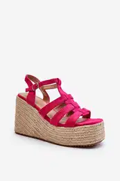 FJ1 Wedge Sandals with Braided Strap Fuchsia Gnosis