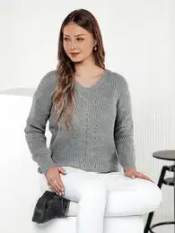 Sweter damski MONAVIA jasnoszary