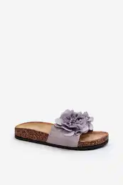 PS1 Women's Grey Flower Slippers Lulania