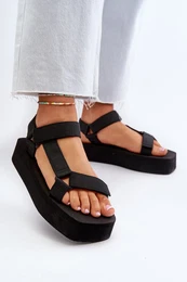 FI1 Women's Black Platform Sandals Edireda