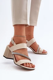 Women's Elegant Sandals with Stiletto Heel Beige D&A