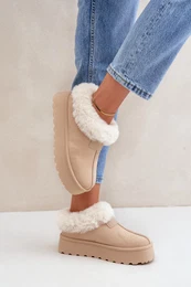 PS1 Snow Boots With Low Shaft With Fur On Platform Eco Suede Light Beige Neathoria