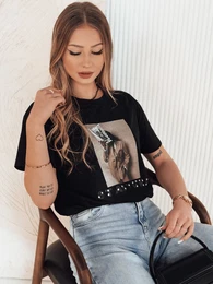 T-shirt damski CARSTI czarny