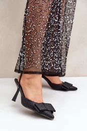 FG2 Shiny High Heels With Bow Black Gredan