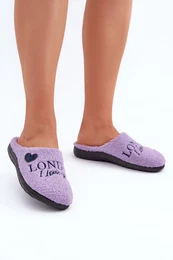 Home Footwear Ladies Slippers With Print And Fur Type Lamb Purple