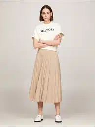 Beige women's pleated skirt - Women