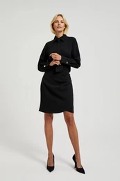 Women's dress with ruffles on the sides - black