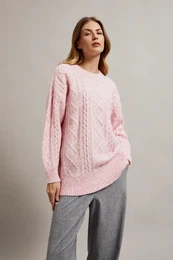 Women's loose-fitting sweater - pink