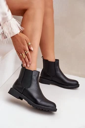 FS1 Women's Ankle Boots With Flat Heel Black Selanna