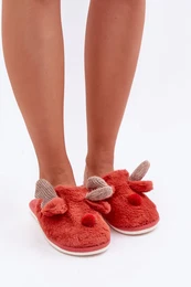 marka niezdefiniowana Womens Fleece Slippers With Reindeer Motif Coral Sennalith