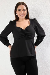 Curve Black Finike Woven Plus Size Blouse