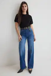 Blue High Waist Wide Leg Jeans