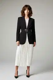 Black Fitted Double Belted Woven Jacket