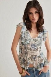Multicolored Yoryo Chiffon Floral Woven Blouse